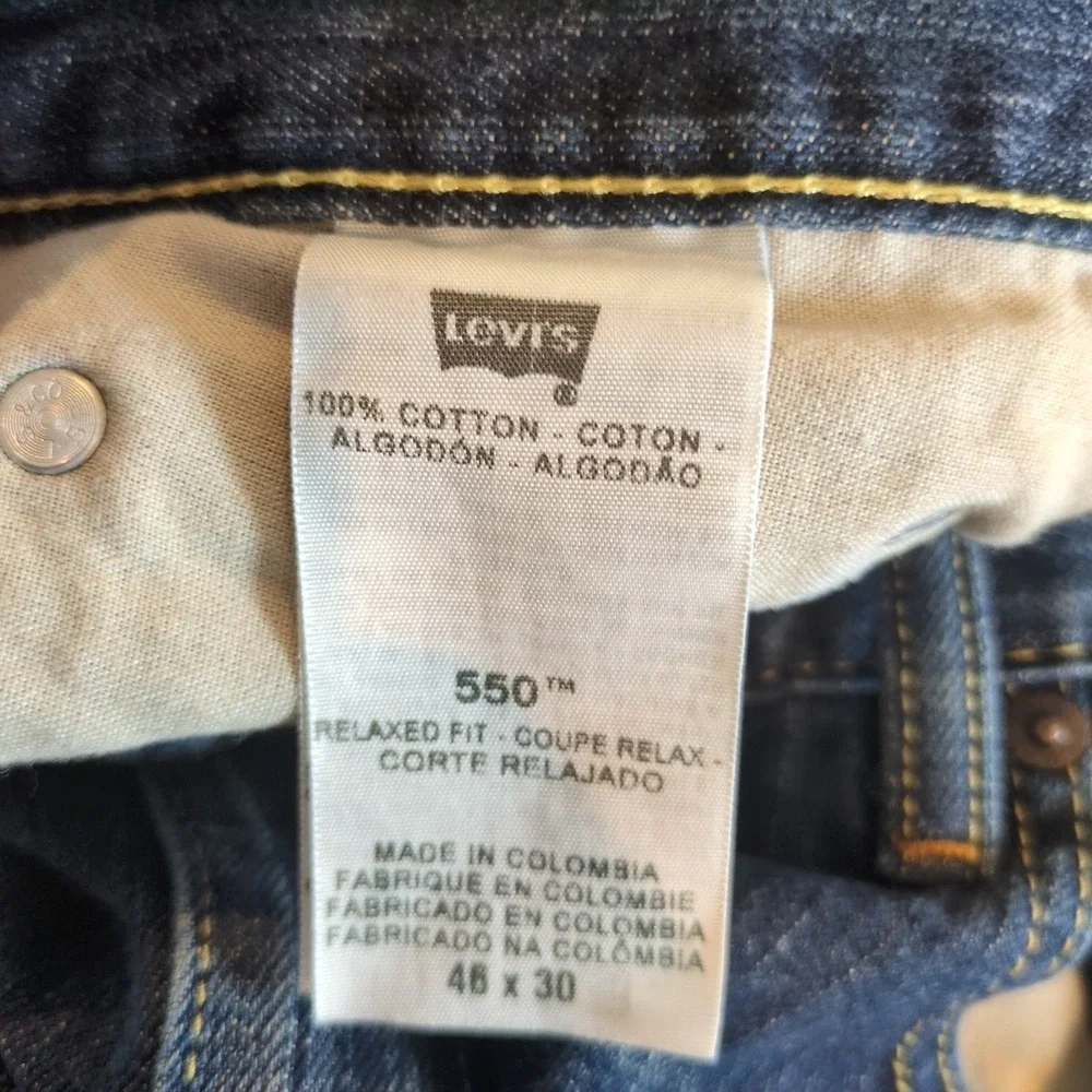 Levis 550 Mens Relaxed Fit Tapered Leg Dark Wash Blue Denim Jeans 46x30